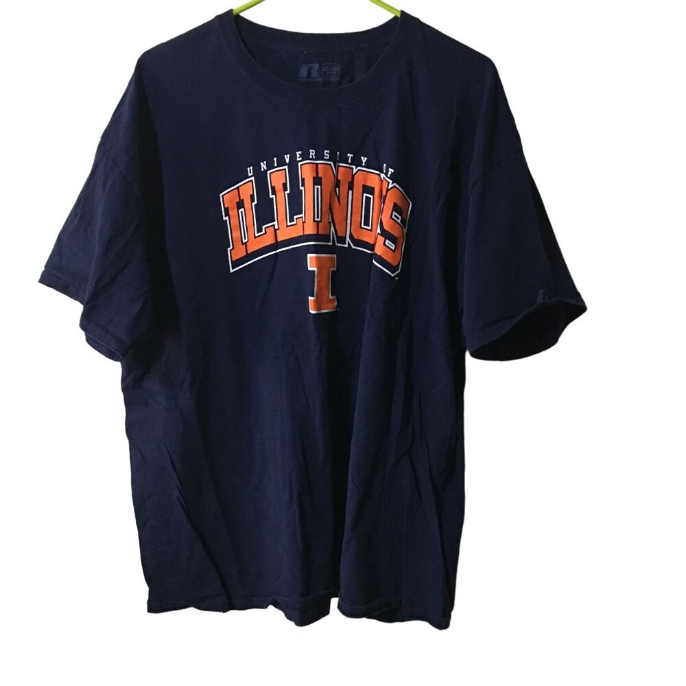 RUSSELL ATHLETICS UNIVERSITY OF ILLINOIS NAVY T-SHIRT MENS 2XL